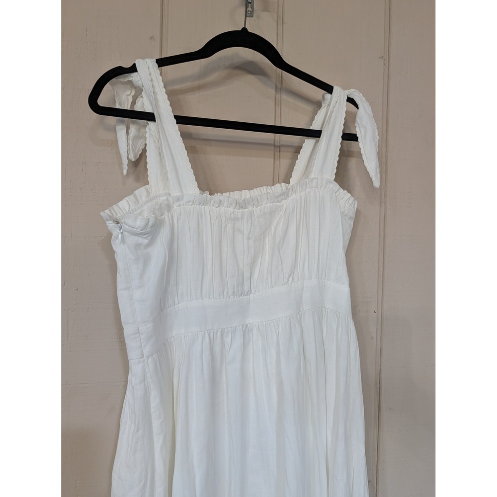 Lulus Flirting in Florence White Striped Tie-Strap Midi Dress L NWT Coquette - Picture 10 of 12